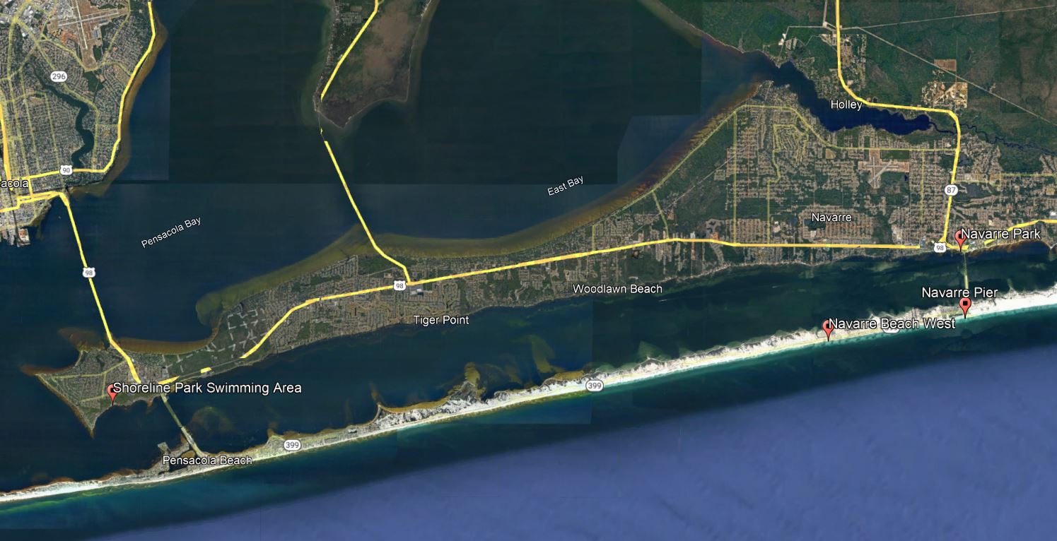 satelite map of santa rosa coastline